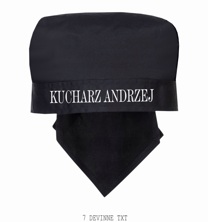 Čierna kuchárska bandana pre šéfkuchára
