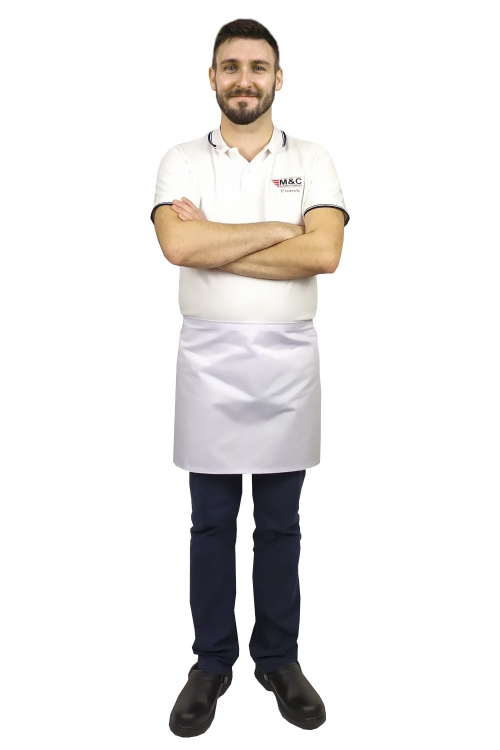 Biela čašnícka zástera dĺžka 40 cm