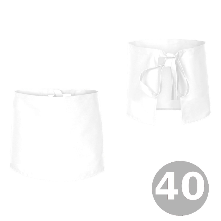 Biela čašnícka zástera dĺžka 40 cm