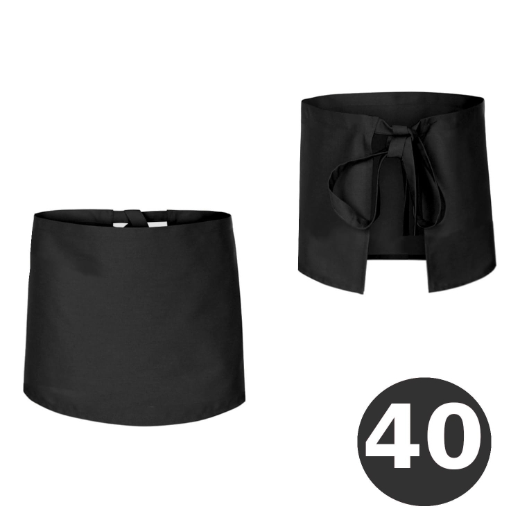 Čierna barmanská zástera dĺžka 40 cm