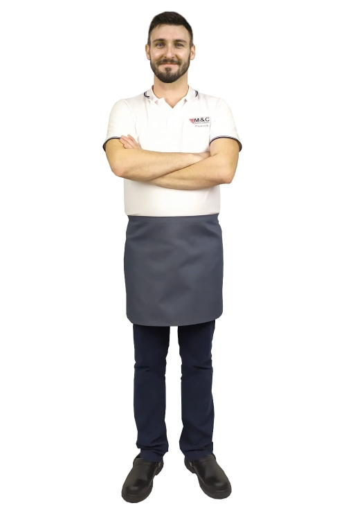 Šedá čašnícka zástera dĺžka 40 cm