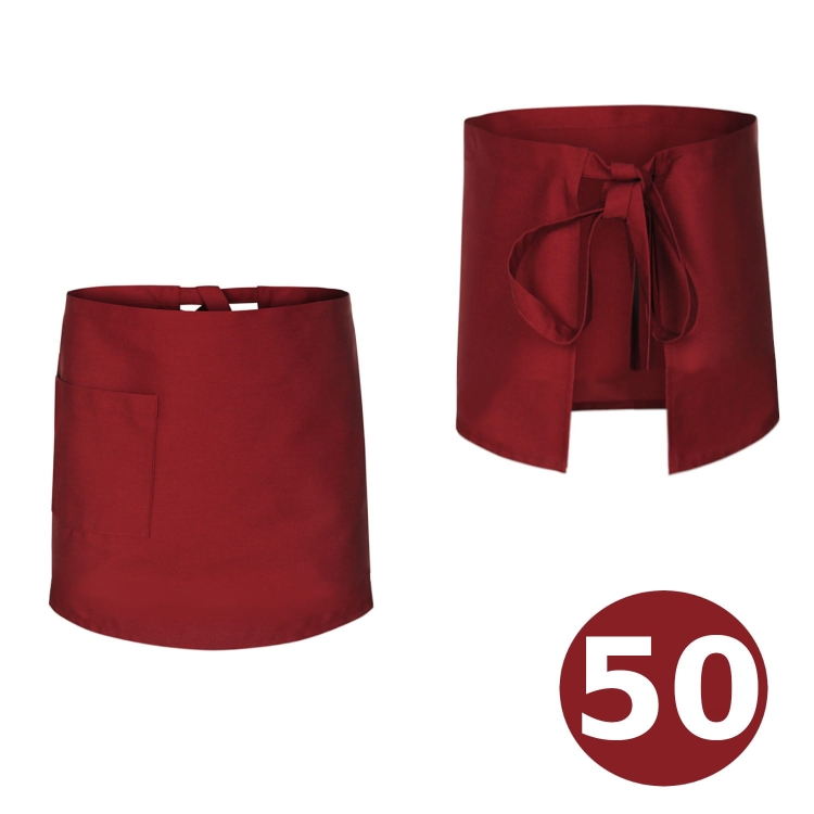 Čašnícka zástera kuchárska bordová 50 cm