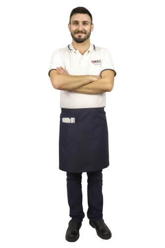 Modrá čašnícka zástera dĺžky 50 cm