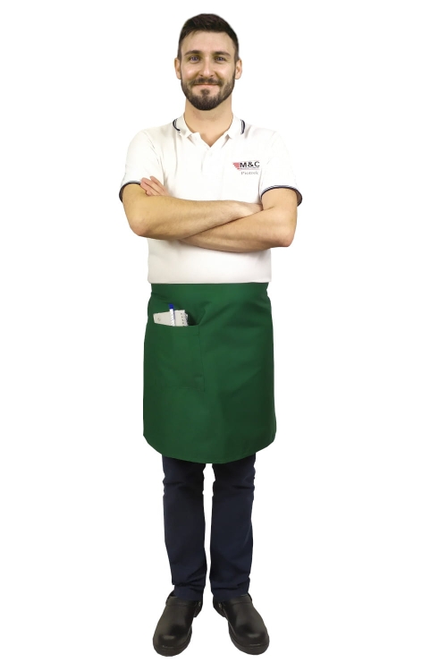 Zelená kuchárska zástera barmanská dĺžka 50 cm