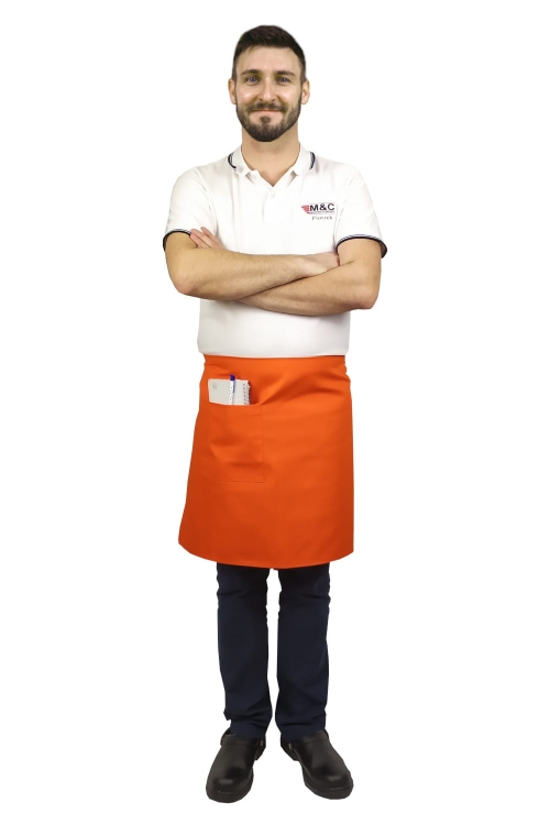 Oranžová čašnícka zástera dĺžky 50 cm