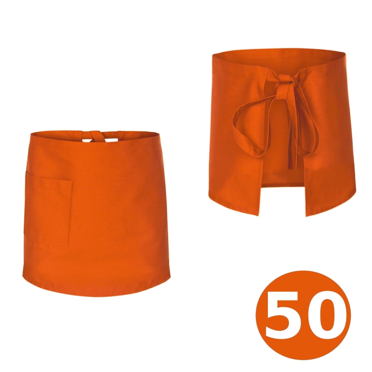 Dlhá 50 cm barmanská zástera v oranžovej farbe
