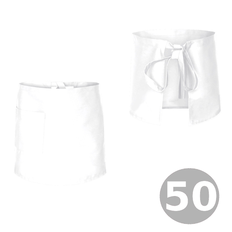 Biela čašnícka zástera dĺžka 50 cm