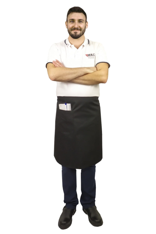 Čierna čašnícka zástera dĺžky 60 cm