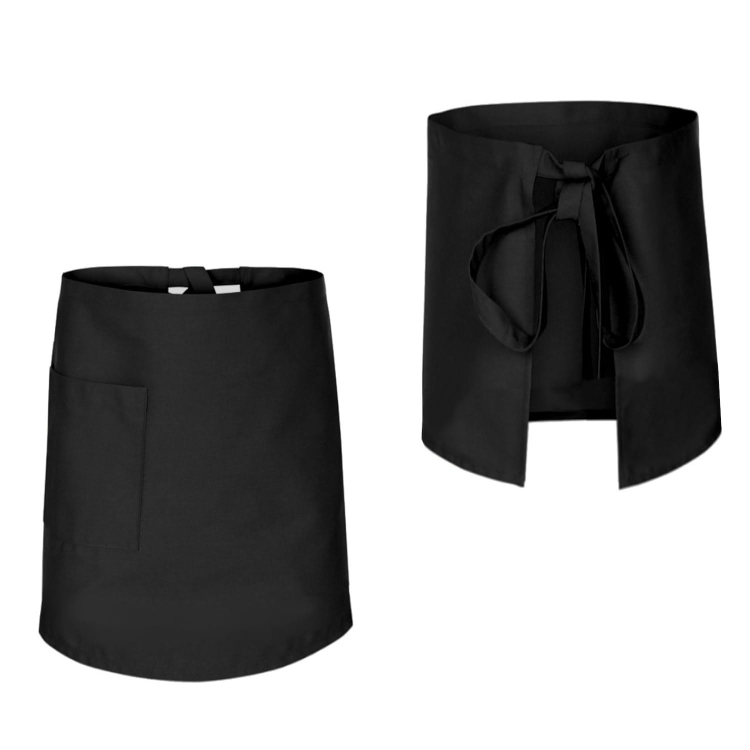 Čierna kuchárska zástera s dĺžkou 60 cm