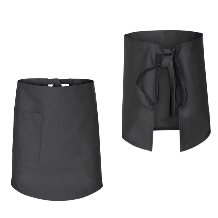 Šedá kuchárska zástera pre čašníkov dĺžka 60 cm