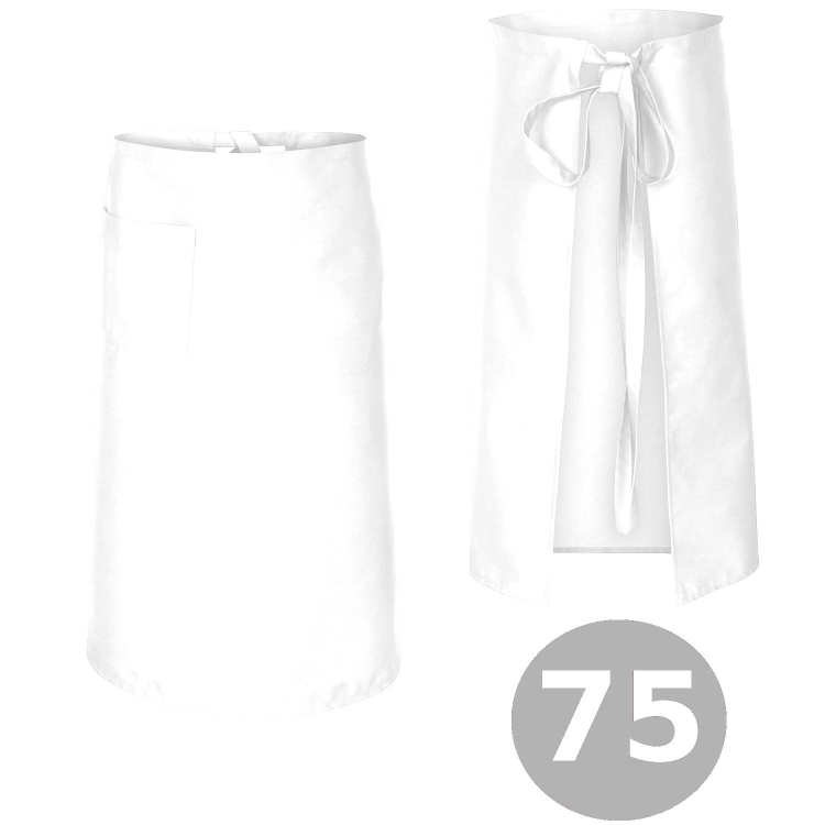 Dlhá barmanská zástera biela 75 cm