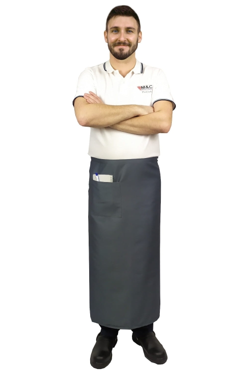 Šedá čašnícka zástera 90 cm