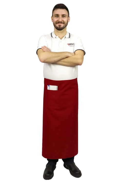 Červená čašnícka zástera dĺžky 90 cm