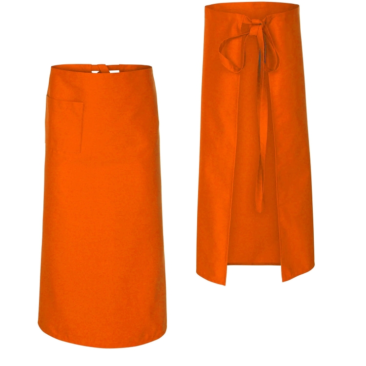 Dlhá kuchárska zástera pre čašníkov v oranžovej farbe