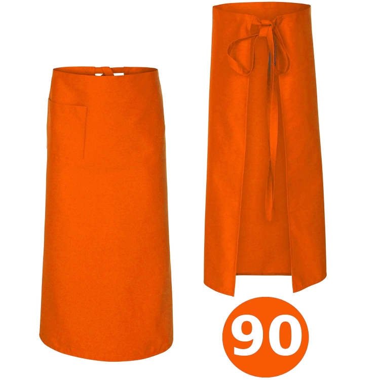 Oranžová kuchárska zástera pre čašníkov dĺžka 90 cm