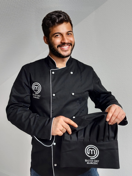 Čierna kuchárska čiapka Master Chef s nápisom