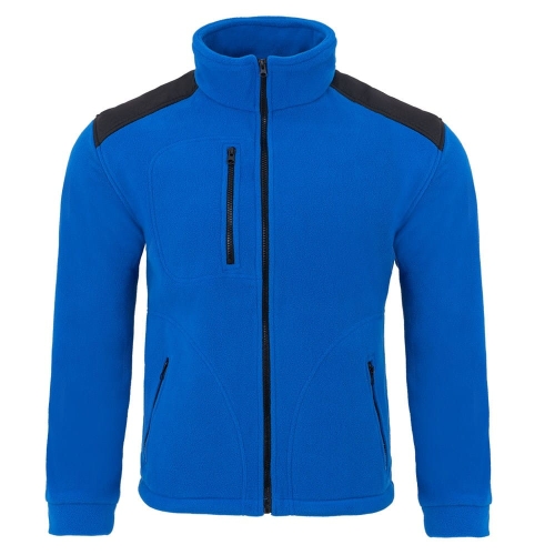 Fleece mikina s čiernymi vsadkami modrá.