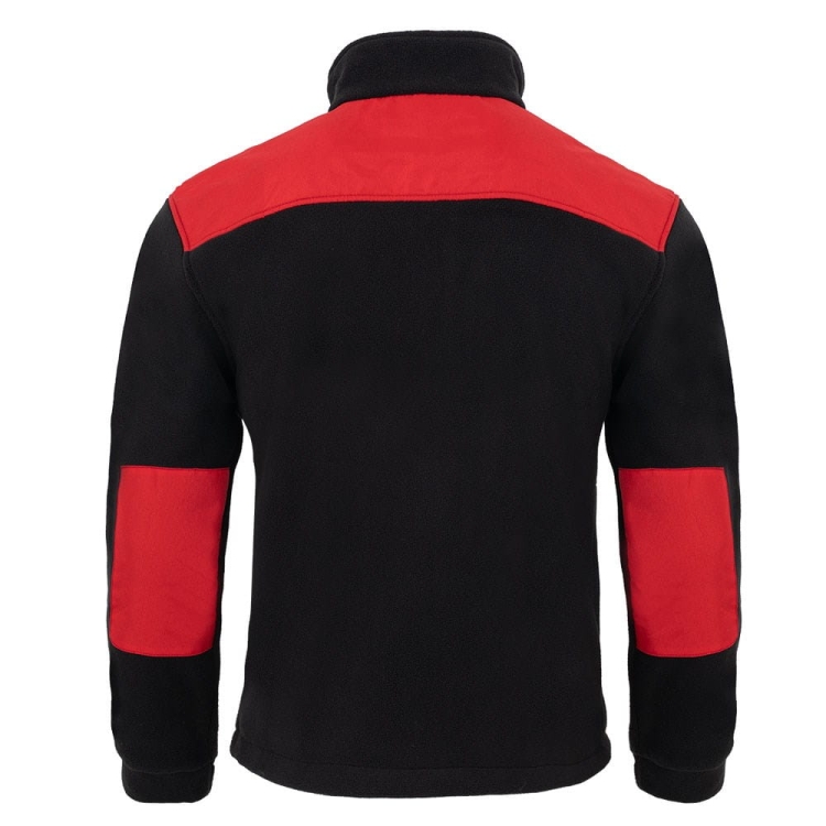 Fleece mikina s červenými vsadkami v čiernej farbe