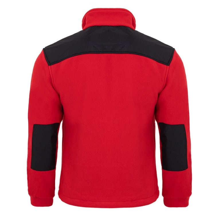 Fleece mikina s čiernymi vsadkami v červenej farbe