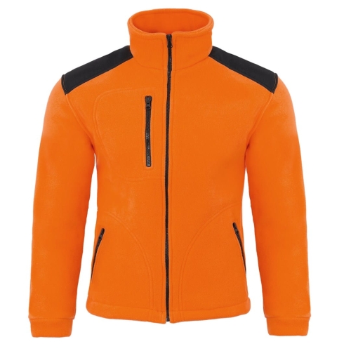 Fleece mikina s čiernymi vsadkami v oranžovej farbe