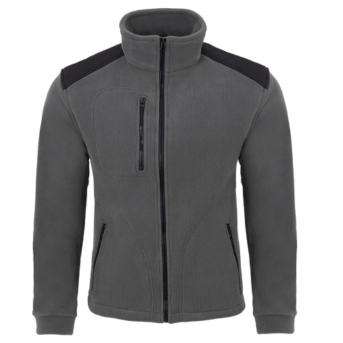 Šedá fleece mikina s čiernymi detailmi