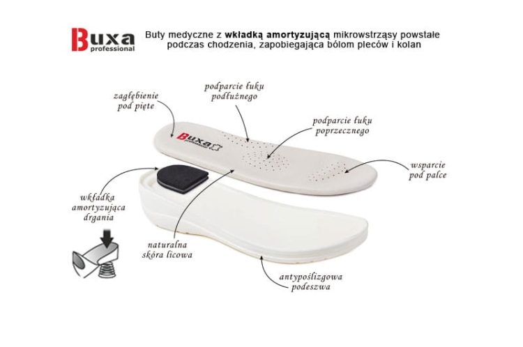 Premium buty medyczne skórzane beżowe