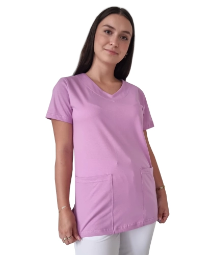 Bluza medyczna w kolorze wrzosowym z elastycznej bawełny