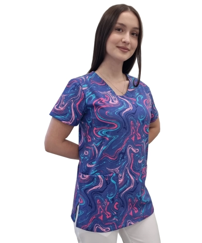 Wzór W14 bluzy medycznej z elastycznej bawełny