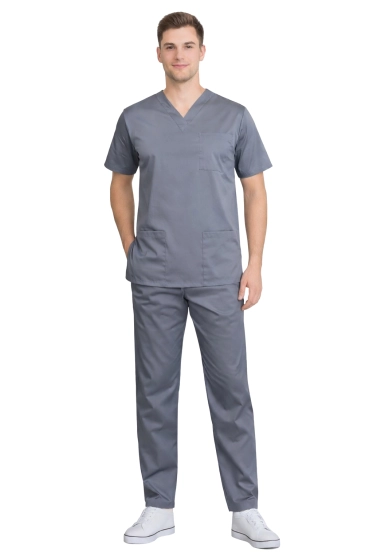 Pánsky medicínsky komplet šedý elastický – premium scrubs