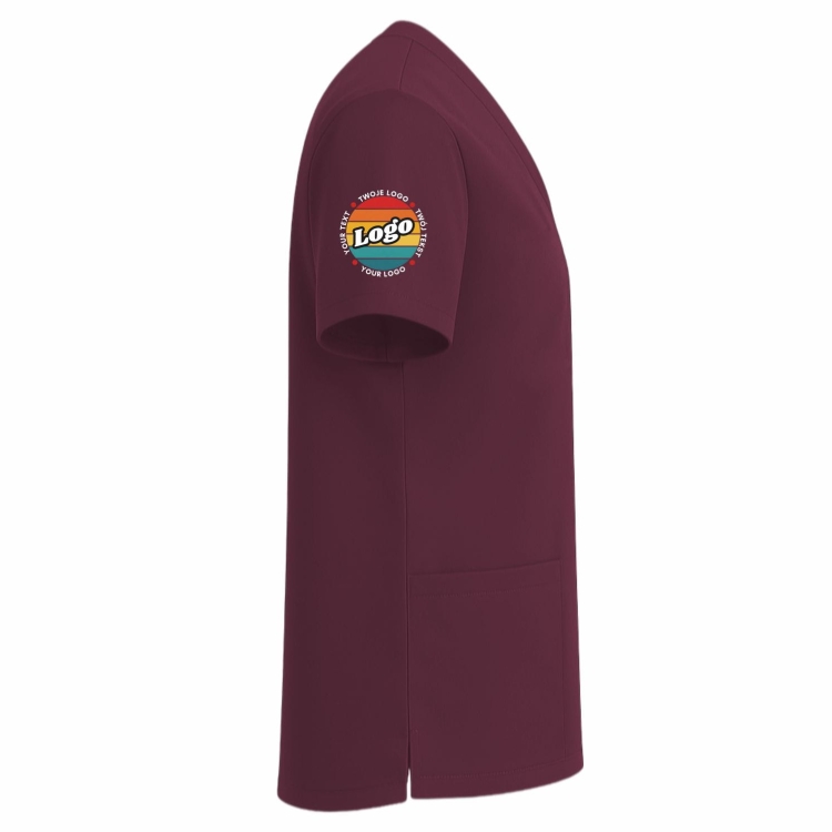 Bluza medyczna śliwkowa z własnym nadrukiem kreator online model M80 prawy bok.jpg