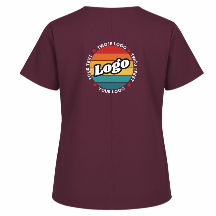 Bluza medyczna śliwkowa z własnym nadrukiem kreator online model M80 tył.jpg