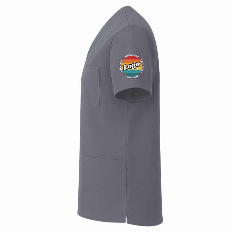 Bluza medyczna szara z własnym nadrukiem kreator online model M80 lewy bok.jpg