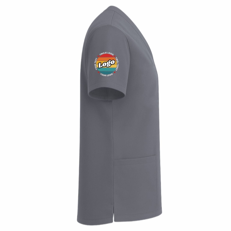 Bluza medyczna szara z własnym nadrukiem kreator online model M80 prawy bok.jpg