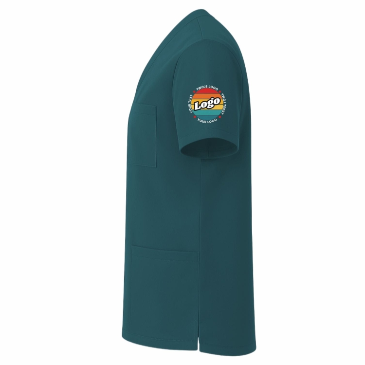 Bluza medyczna morska z własnym nadrukiem kreator online model M80 lewy bok.jpg