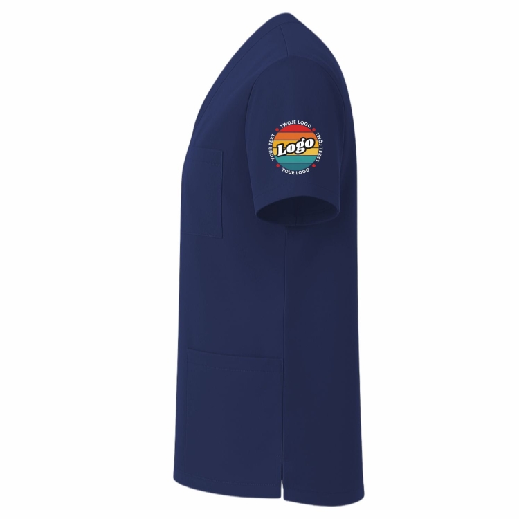 Bluza medyczna granatowa z własnym nadrukiem kreator online model M80 lewy bok.jpg