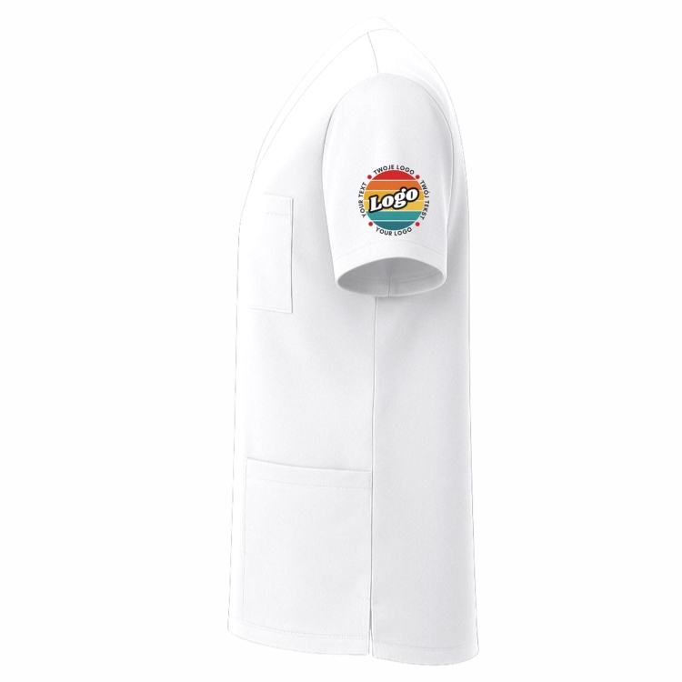 Bluza medyczna biała z własnym nadrukiem kreator online model M80 lewy bok.jpg