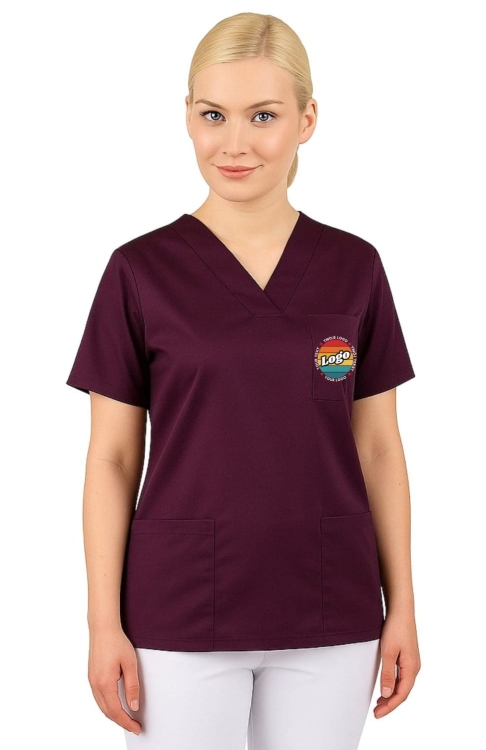 Bluza medyczna śliwkowa z własnym nadrukiem kreator online model M80 unisex.jpg