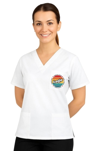 Bluza medyczna biała z własnym nadrukiem kreator online model M80 unisex.jpg