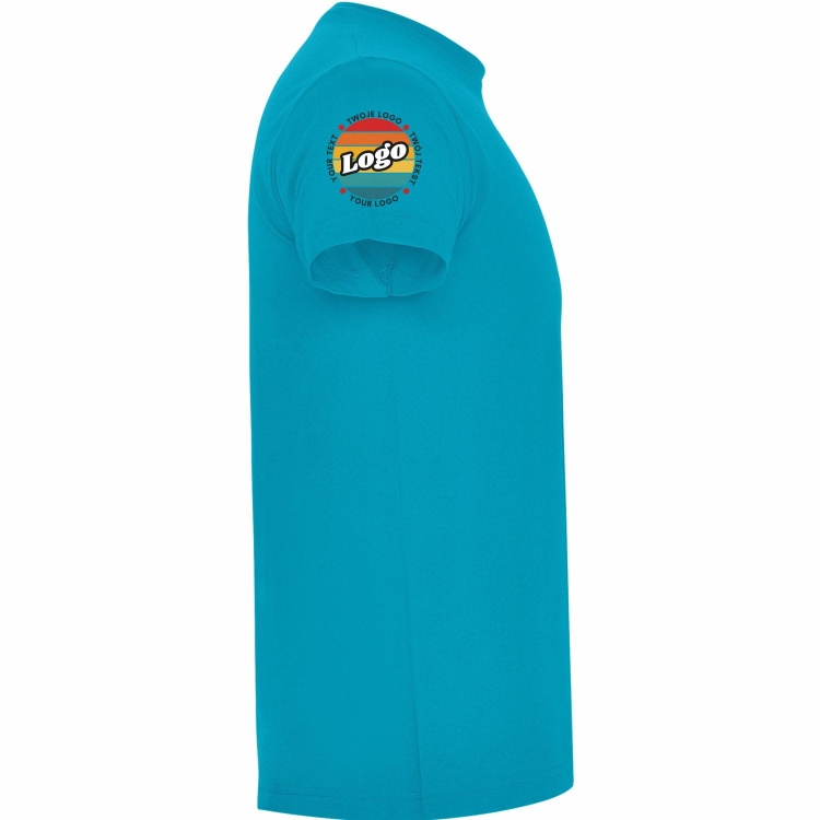 T-shirt koszulka turkusowa personalizowana Twój własny nadruk logo kreator online prawy bok.jpg
