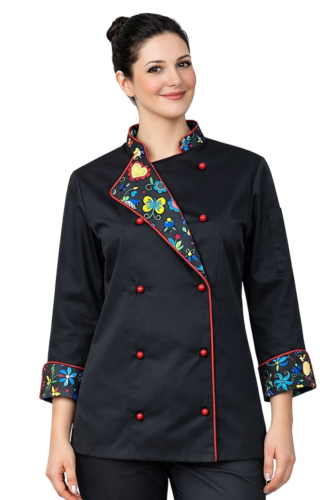 Bluza kucharska czarna damska z długim rękawem