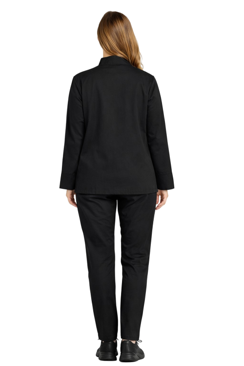 Zestaw czarny gastronomiczny , elastyczny zapinany na napy,prosty krój