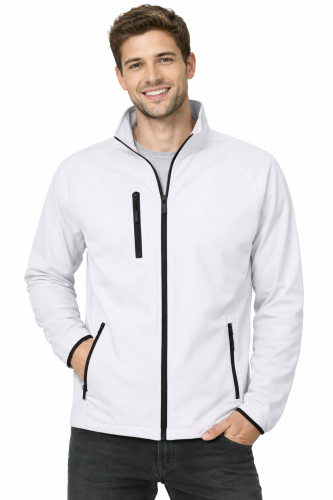Kurtka męska softshell z kieszeniami zapinana na zamek kolor biały.png