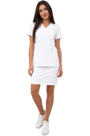 Lekársky set so sukňou biely casual premium
