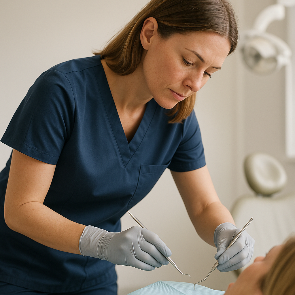 Lekárska móda pre dentálnu hygieničku – pohodlie pri práci v predklone