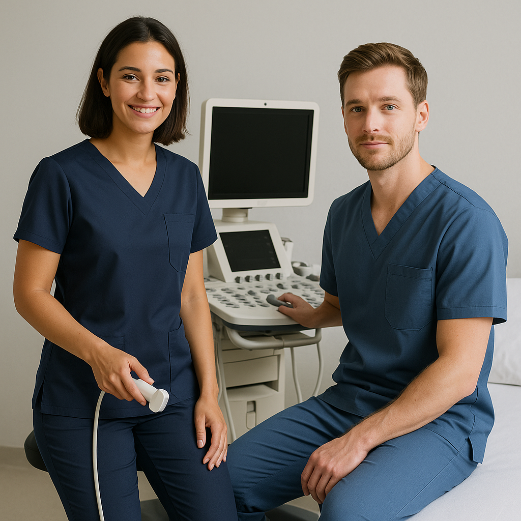Medicínske oblečenie pre personál USG – čo pomáha pri práci v stoji a sede?